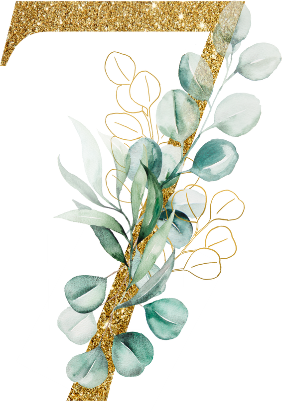 Golden Number 7 Botanical Typography