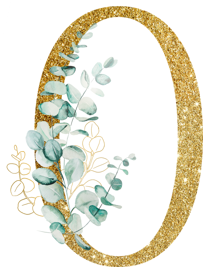 Golden Number 0 with Eucalyptus Branches 